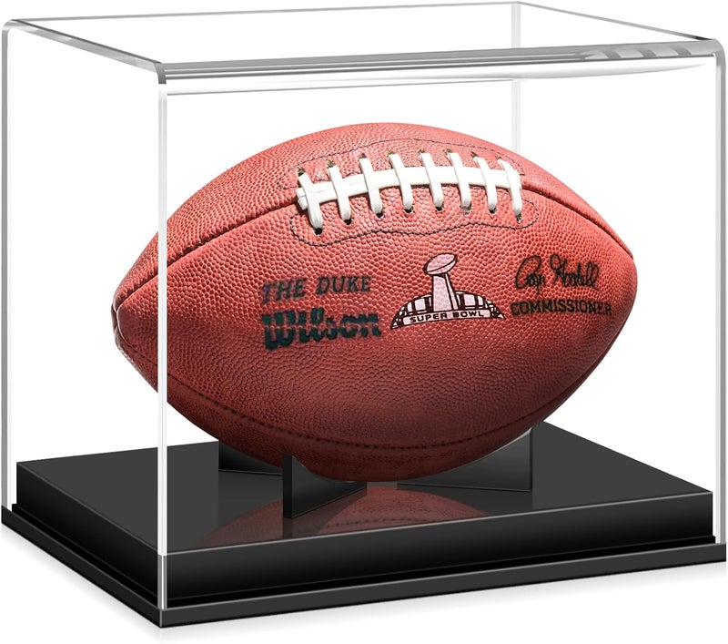 KKU Football Display Case, Acrylic Football Case Display Case Autographed Football Holder, No Assembly Required Football Display Box with Removable Built-in Football Display Stand - Image 1